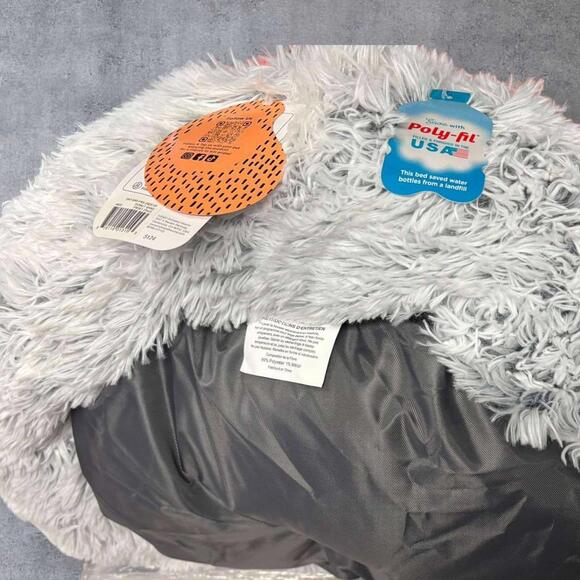 Best Friends By Sheri Calming Shag Fur Donut Cuddler Cat & Dog Bed 23" by 23" - Picture 2 of 3